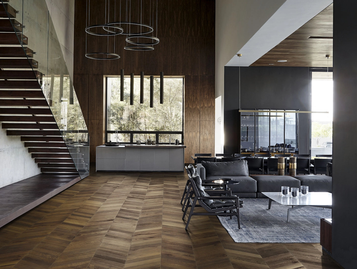 Kahrs Chevron 305mm x 1848mm Hardwood Plank Oak Chevron Dark Brown