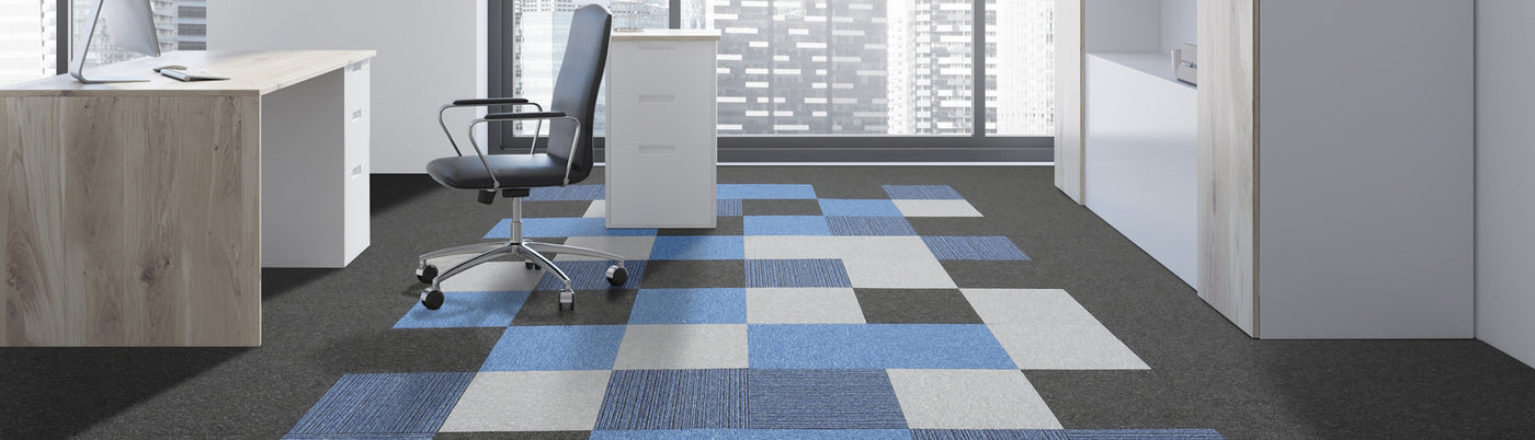 Burmatex Go To Stripe 500mm x 500mm Carpet Tile Medium Grey Stripe