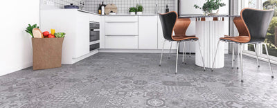 FirmFit Encaustic Tile Deco 300mm x 600mm Vinyl Tile Victorian Concrete