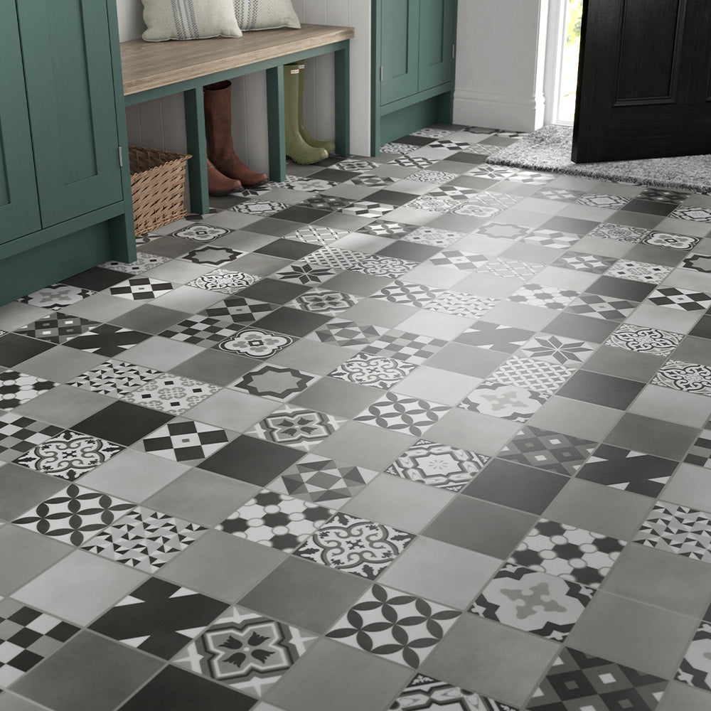 Malmo Freedom Deco 305mm x 609mm Vinyl Tile Kuvio Grey
