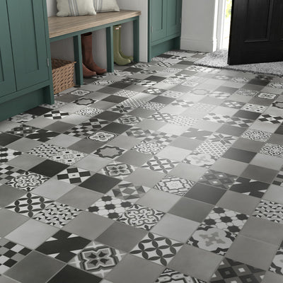 Malmo Freedom Deco 305mm x 609mm Vinyl Tile Kuvio Grey