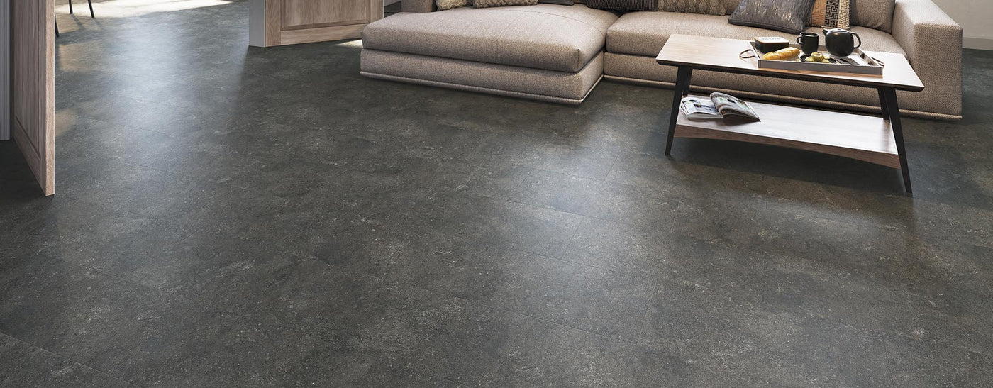 FirmFit Encaustic Tile 300mm x 600mm Vinyl Tile Charcoal