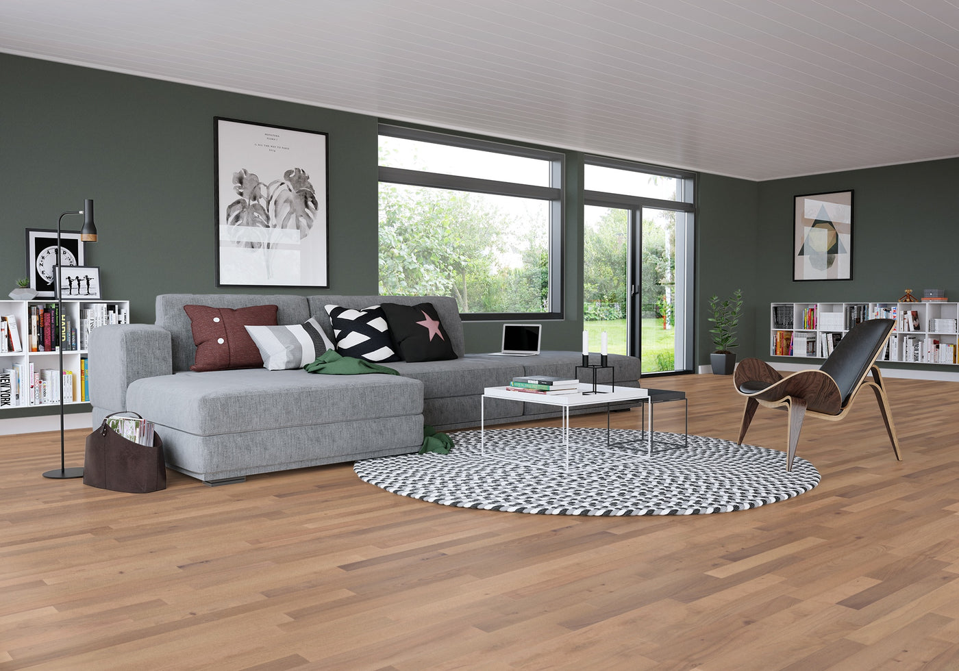 Junckers 2 Strip Solid Beech Sylvaket Nordic 22MM 129mm x 3700mm Hardwood Plank (3 Boards)