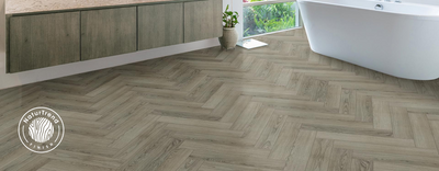 FirmFit Silent Herringbone 142mm x 710mm Vinyl Plank Anthracite Oak