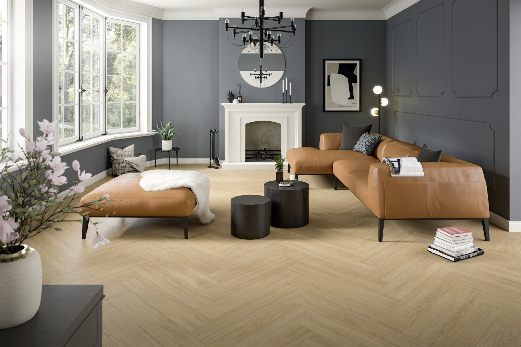 Egger NatureSense Herringbone 168mm x 840mm Laminate Plank Light Baronia Oak