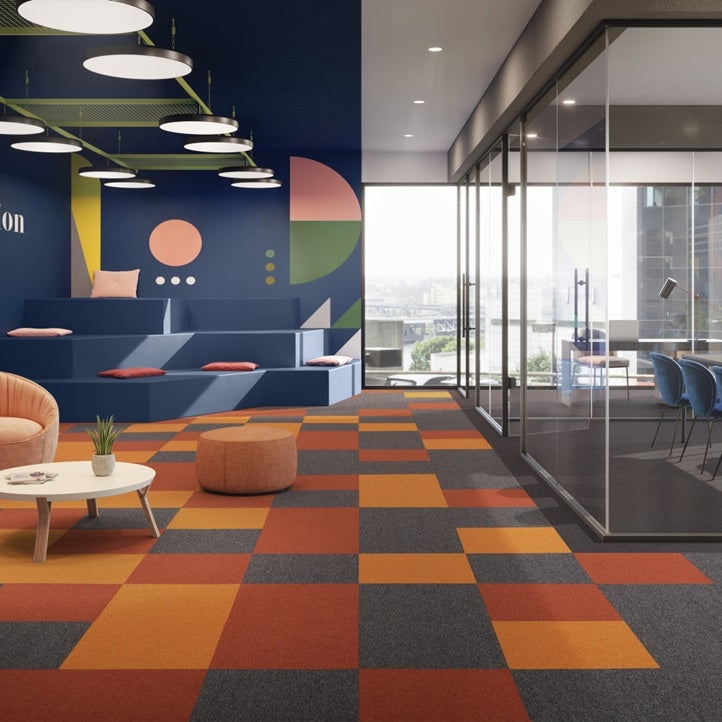 IVC Commercial Art Intervention Creative Spark 500mm x 500mm Orange Rust 232 Carpet Tile